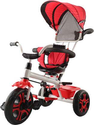 JoyRide 4 in 1 Convertible Baby Tricycle Toddler Stroller Pedal Tricycle w/Reversible Seat Removable Handle Canopy Handrail Storage for 1-5 Yrs(RED) Tricycle