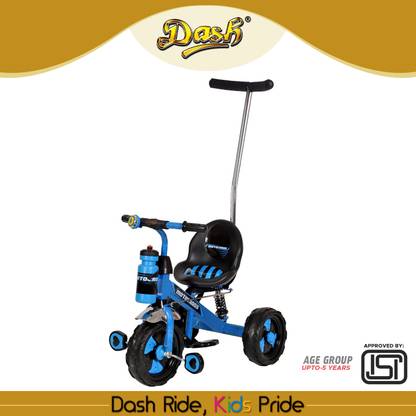 Dash Motocross Stylish Tricycle with Strong Frame, Cute Bell, Footrest, High Back Rest n Parent Push Handle (Blue) MOTOCROSS_DX_blue Tricycle