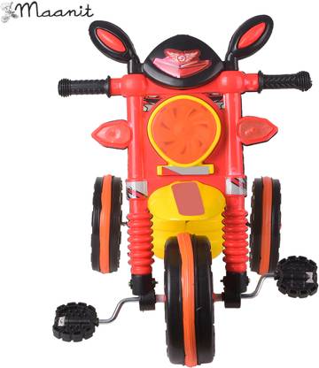 Maanit Attractive Spots Ride-on Bike JAVA With Stylish Dashboard Music flashing Light and Battery Operated (Red&Yellow) Tricycle