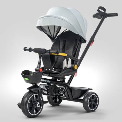 baybee Uno 2 in 1 Tricycle for Baby Kids Tricycle for age 1,2,3,4,5 years Boys Girls 180° Reversible Seat, Canopy & Safety Guardrail with Parental Push Handle Tricycle