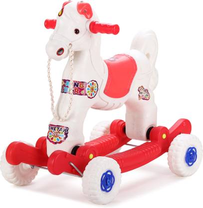 Playzip 2-in-1 Kids Horse Ride-On & Rocker Toy | Push & Ride Baby Horse with Wheels Gift Tricycle