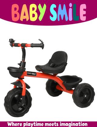 Baby Smile Small kids Tricycles |Cycles for Kids | Cycle for Baby with Storage Basket BST 01 RED BS-NEW WB Tricycle