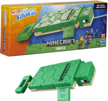 Nerf SuperSoaker Minecraft Turtle Water Blaster, Pull Back, Branded Holi Pichkari Water Gun