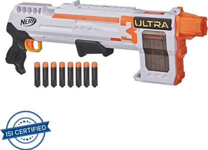 Nerf Ultra Three Blaster, Pump-Action, 8-Dart Internal Clip, 8 Darts, Compatible Only with Ultra Darts Guns & Darts