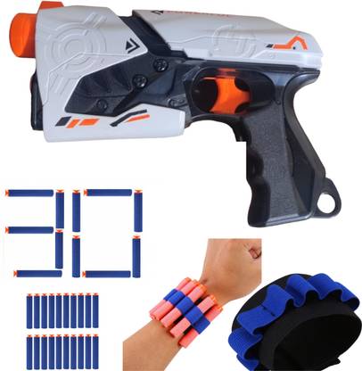 Toy Cloud Combo of Blaster Gun Toy, 10 Dart, 1 HandStrap for Darts & 20 Pcs Extra Darts Guns & Darts