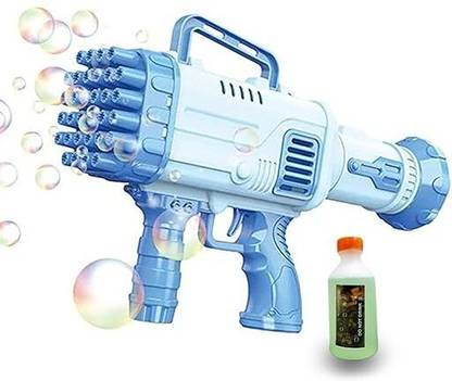 Krishna Enterprises 32 Hole Electric Rocket Bubbles Gun for Toddlers,Gatling Bubble Machine Water Gun