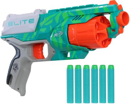 Nerf Elite Disrupter Blaster - 6 Dart Rotating Drum, 6 Official Elite Darts, Ages 8+ Guns & Darts