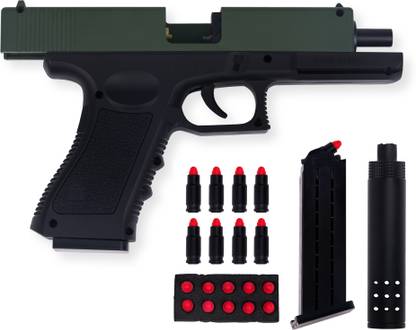 GEX Kids Toy Gun| Soft Bullets Pistol | Pull Back Action Ejecting Magazine Guns & Darts