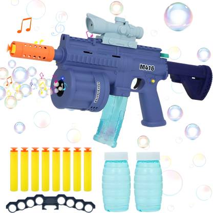 WISHKEY 3-in-1 Toy Gun with Foam Bullets, Water Bullets, Soap Bubbles, Lights, and Music Diwali Gun