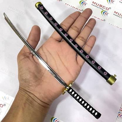 Mubco Anime One Piece Roronoa Zoro Shusui Katana Push Button Sword Cosplay Toys Gift Key Chain