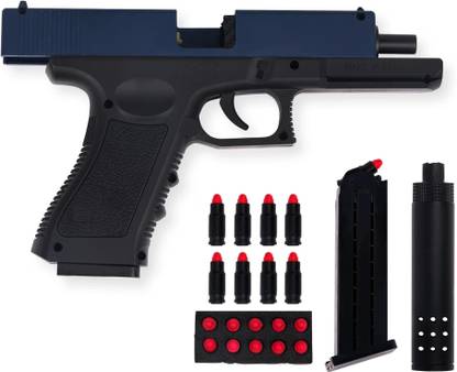 GEX Kids Toy Gun| Soft Bullets Pistol | Pull Back Action Ejecting Magazine Guns & Darts