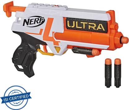 Nerf Ultra Four Dart Blaster, 4 Darts, Single-Shot Blasting, 2-Dart Storage, Compatible Only Guns & Darts