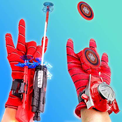 Uneeke Shape Spiderman web & disc shooter real gadget toy for kids with gloves & rope combo Darts & Plastic Bullets