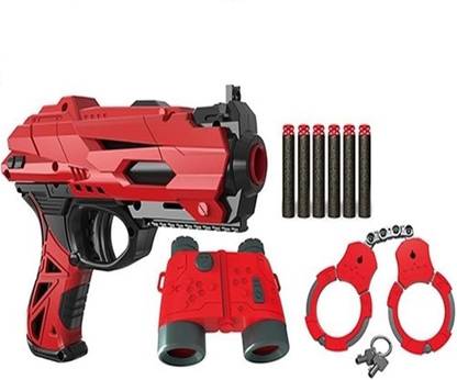 Skstore Gun 6 Darts Handcuffs Binoculars Gun Shoots Soft Police Toy Set Darts & Plastic Bullets
