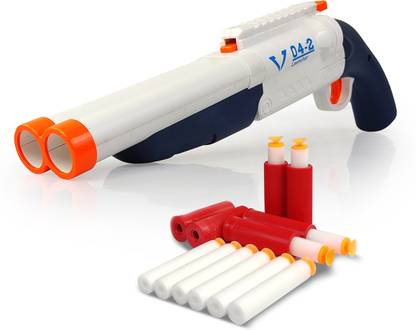 NHR White and Red Double-Barreled Shotgun Toy Gun for Kids, Ages 8+ Guns & Darts