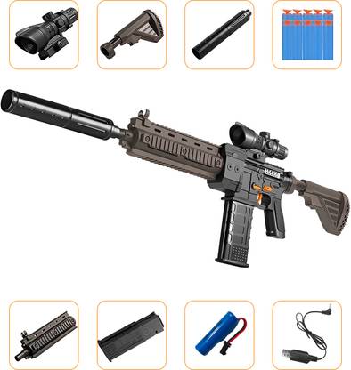 BARODA TOYS NX Realistic Nerf Gun Blaster with Scope, 10 Foam Darts,Semi-Auto,Electric,Sniper. Darts & Plastic Bullets