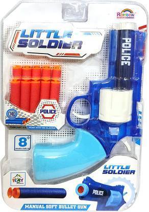 rajesh enterprises Little Soldier Police Gun Toy For Kids Soft Bullets Guns & Darts(Multicolor) Darts & Plastic Bullets