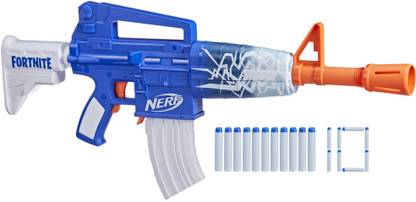 Nerf Fortnite Blue Shock Motorized Dart Blaster with 10-Dart Clip, 10 Elite Darts Guns & Darts