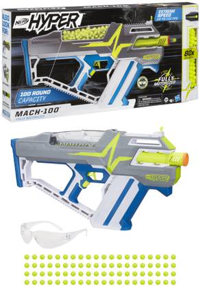 Hasbro Nerf Hyper Mach-100 Fully Motorized Blaster -- Includes 80 Nerf Hyper Rounds Guns & Darts