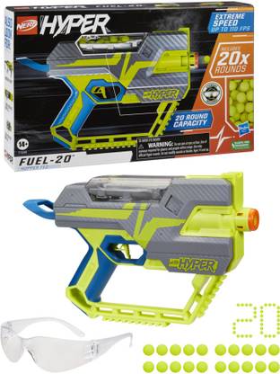 Nerf Hyper Fuel-20 Blaster, 20-Round Capacity, Easy Reload, Eyewear & 20 Rounds Incl. Guns & Darts