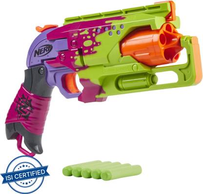 Nerf Zombie Strike Hammershot Blaster, Pull-Back Hammer-Blasting Action, 5 Darts, Splatter Color Scheme Guns & Darts