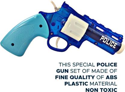 Ruhani Toys & Gift Gallery Police Shooting Gun with Handcuffs, Whistle & Bullets Gun Toy for Kids (Blue) Guns & Darts