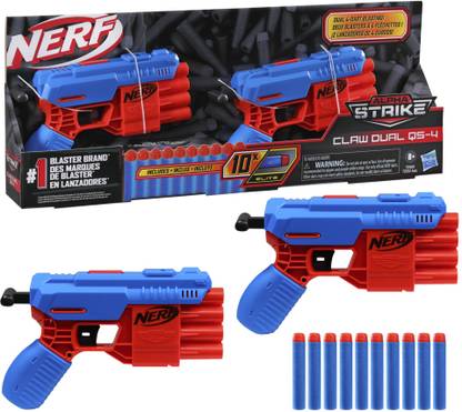 Nerf Alpha Strike Claw Dual QS-4 Blaster Set-Includes 2 Blasters and 10 Elite Darts Guns & Darts