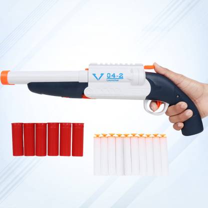 Krux Double-Barreled Shotgun Soft Bullet Blaster Toy Gun for Kids with Foam Bullets Guns & Darts