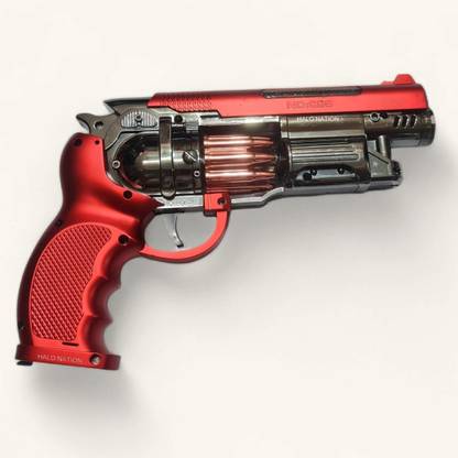 HALO NATION Luxury Metallic Pistol Toy Light Music Gun, Moving Barrel & Cylinder Rotation Guns & Darts