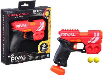 Nerf Knockout XX-100 Blaster -Team Red, Round Storage, 85 FPS Velocity, Breech Load -- Includes 2 Official Rival Rounds Guns & Darts