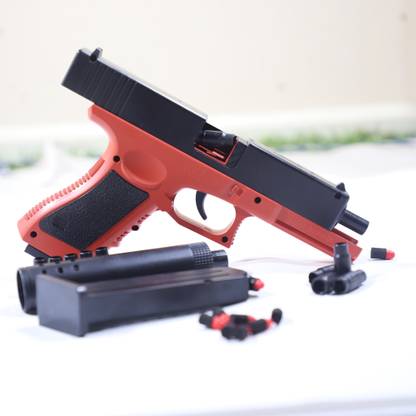 GEX Kids Toy Gun| Soft Bullets Pistol | Pull Back Action Ejecting Magazine Guns & Darts