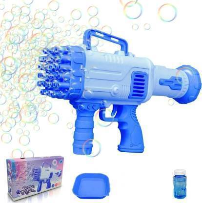 ARN TOYS Bubble Gun 32 Holes Bubble Making Toy Gun with Bubble Solution Water Gun (Blue) Water Gun