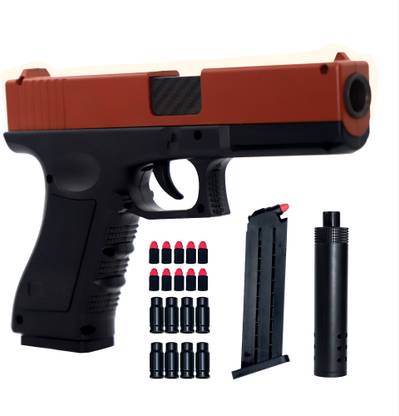 GEX Kids Toy Gun| Soft Bullets Pistol | Pull Back Action Ejecting Magazine Guns & Darts