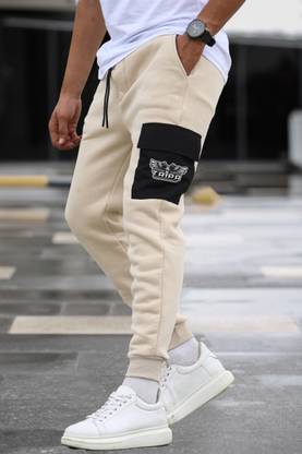 TRIPR Printed Men Beige, Black Track Pants
