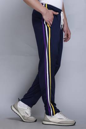HVBK Striped Men Dark Blue Track Pants
