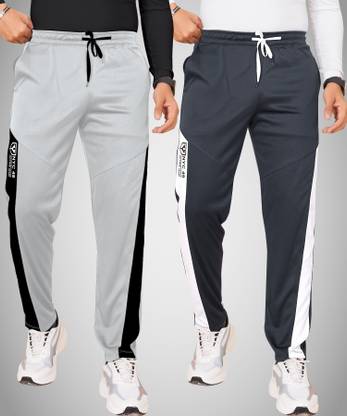 Yazole Colorblock Men Grey, Blue Track Pants