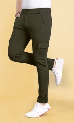 COMBRAIDED Self Design Men Green Track Pants