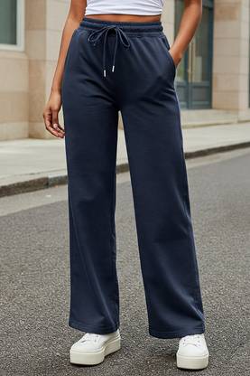 JUNEBERRY Solid Women Blue Track Pants