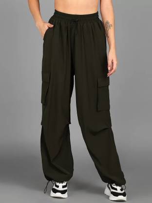 triraj Solid Women Olive Track Pants