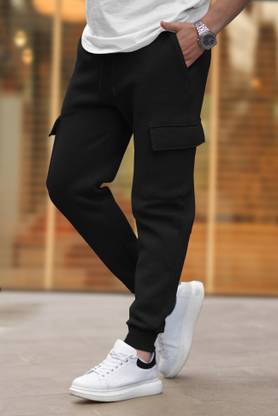 TRIPR Solid Men Black Track Pants