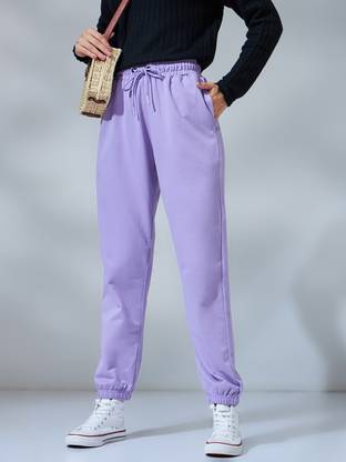 BEWAKOOF Solid Women Purple Track Pants