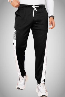 Yazole Colorblock Men Black Track Pants