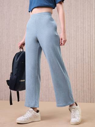 TECHNOSPORT Self Design Women Light Blue Track Pants