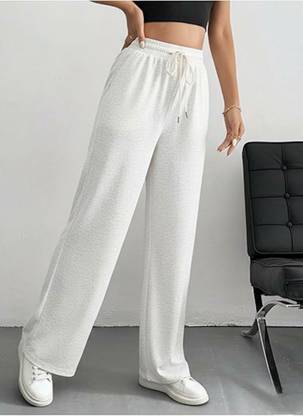 dockstreet Solid Women White Track Pants