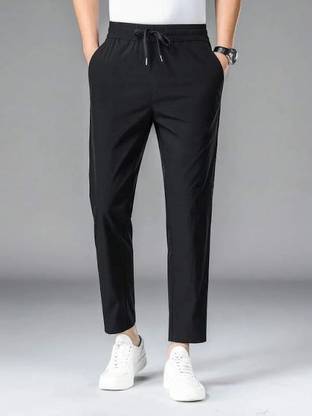 LIBJA Solid Men Black Track Pants