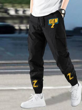 BLIVE Printed Men Black Track Pants