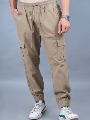 Pronk Solid Men Beige Track Pants