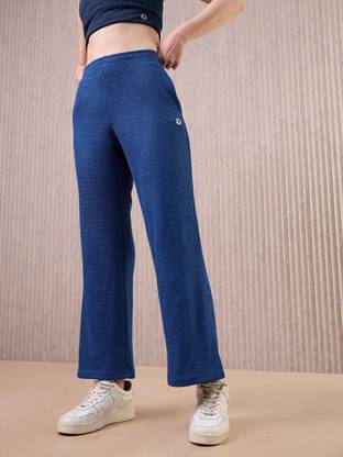 TECHNOSPORT Solid Women Blue Track Pants