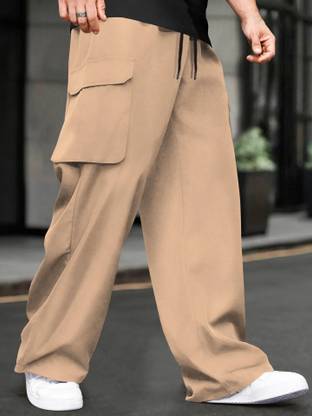 TRIPR Solid Men Beige Track Pants