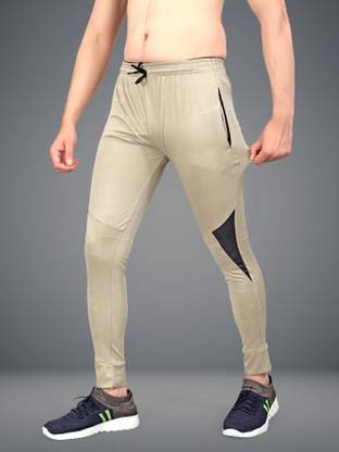Solid Men Beige Track Pants